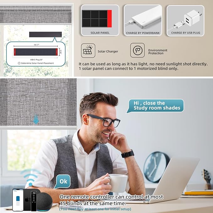 SmartWings Motorized Light Filtering Shades, Work - Image 2