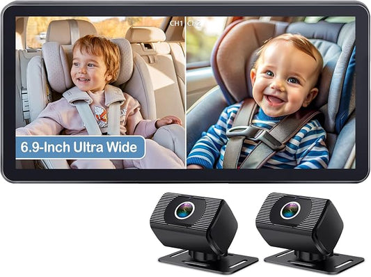 2-Kids Baby Car Camera for Seat: 6.9 Inch Ultrawide Display by Yakry