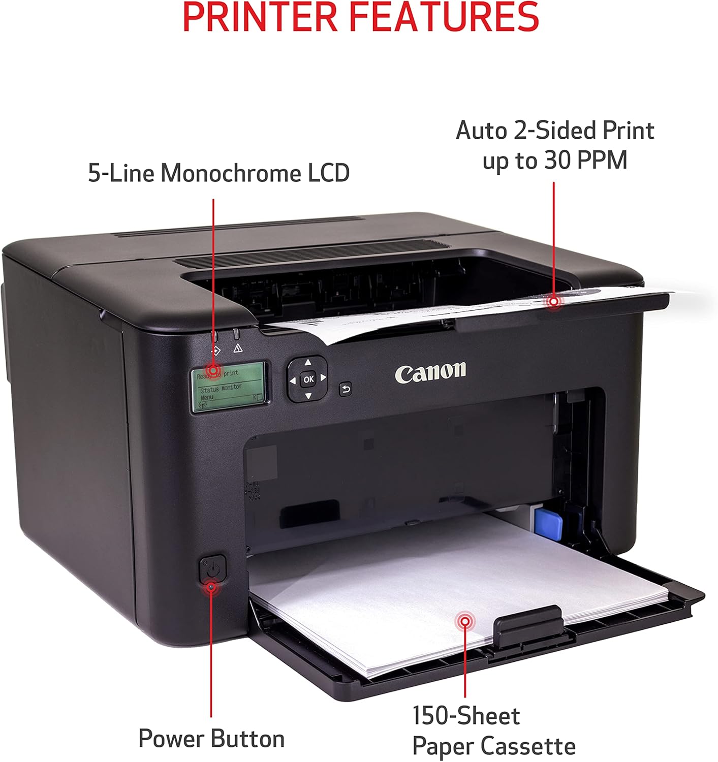 Canon imageCLASS LBP122dw - Monochrome Duplex Wireless Laser Printer, Single Function, Home Office, Mobile Ready, 30 PPM, Black