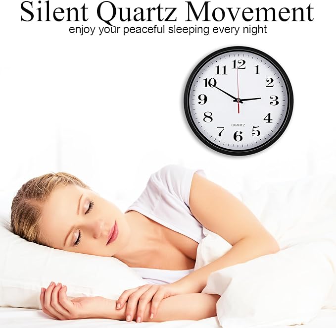 Silent Wall Clocks with Chalkboards and Marker, Battery Operated Round Multi - Image 5