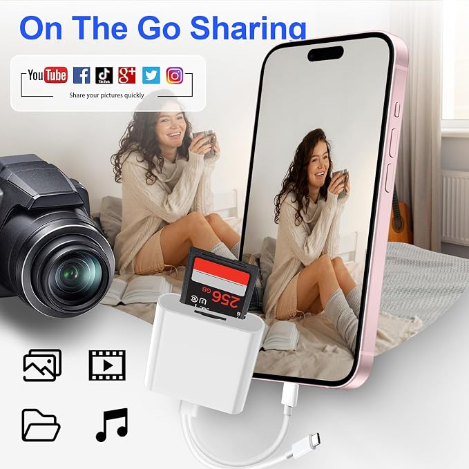 SD Card Reader for iPhone iPad, USB C & Lightning Dual Interface Memory Card - Image 6