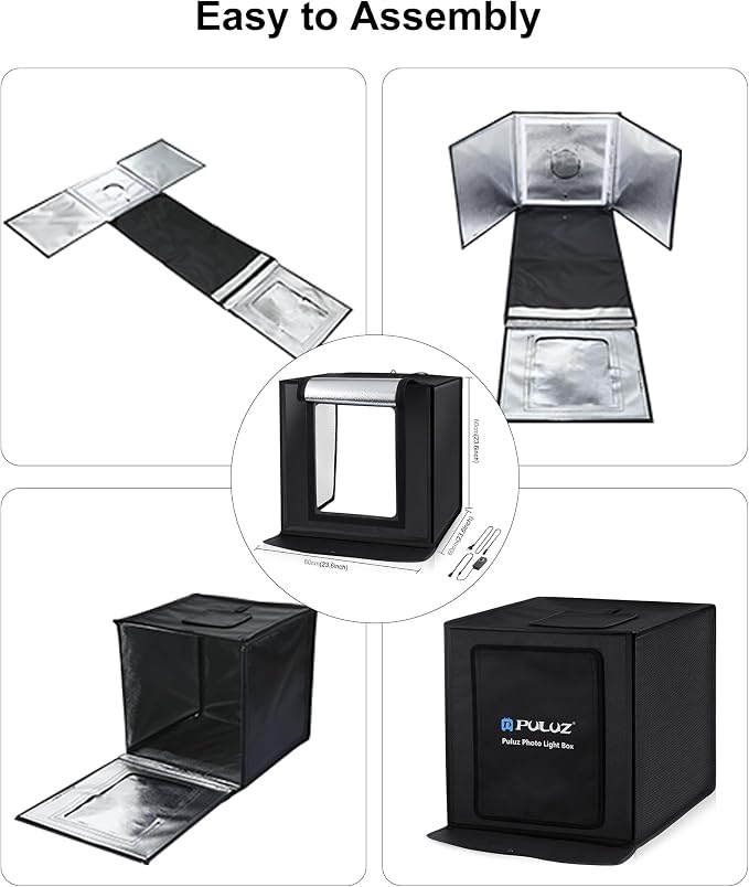 PULUZ 24x24 Inch Photo Studio Light Box, Dimmable 136 LED Beads CRI≥95 Foldable - Image 7