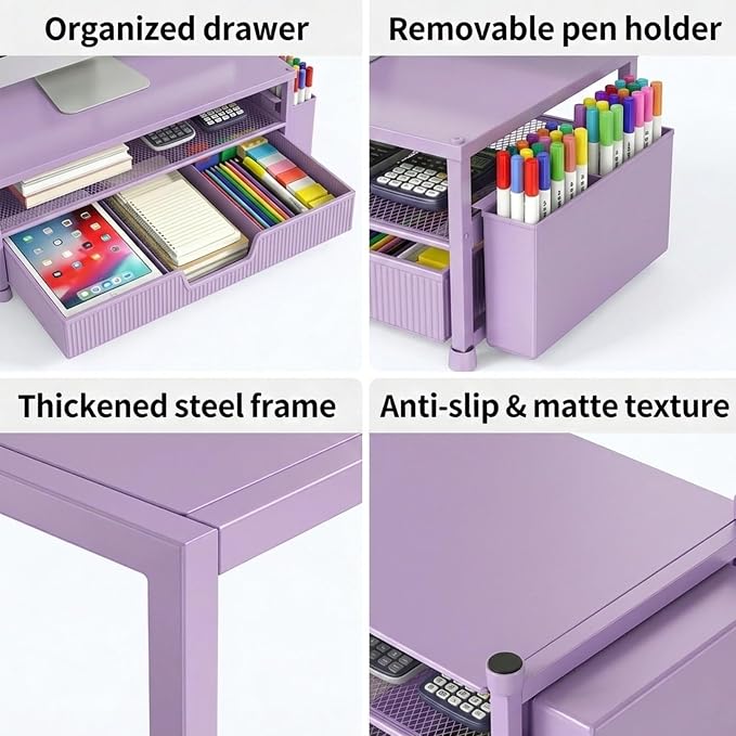 ECOLOVI Desk Organizer and Accessories, 2-Tier Computer Monitor Stand Rise - Image 3