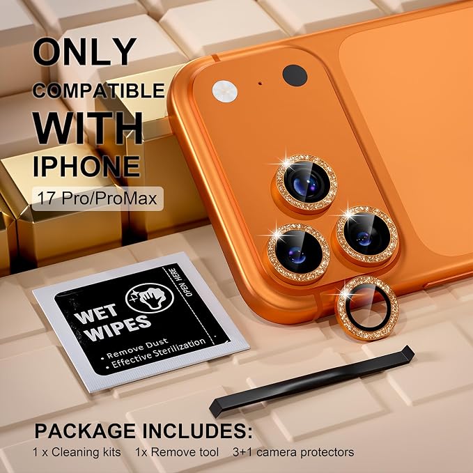 Misea Compatible for iPhone 17 Pro/iPhone 17 Pro Max Camera Lens Protector Bling - Image 2