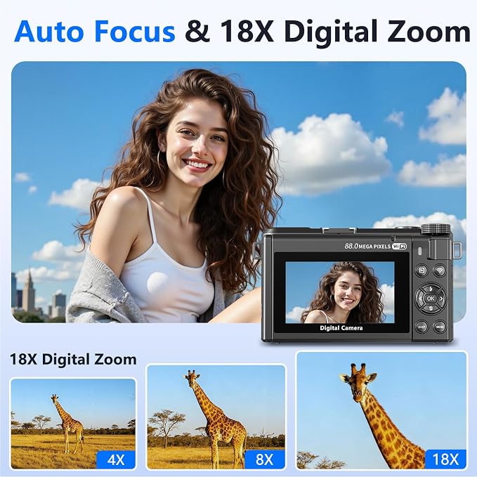 8K Digital Camera for Photography, 88MP HD WiFi Vlogging Camera for YouTube - Image 3
