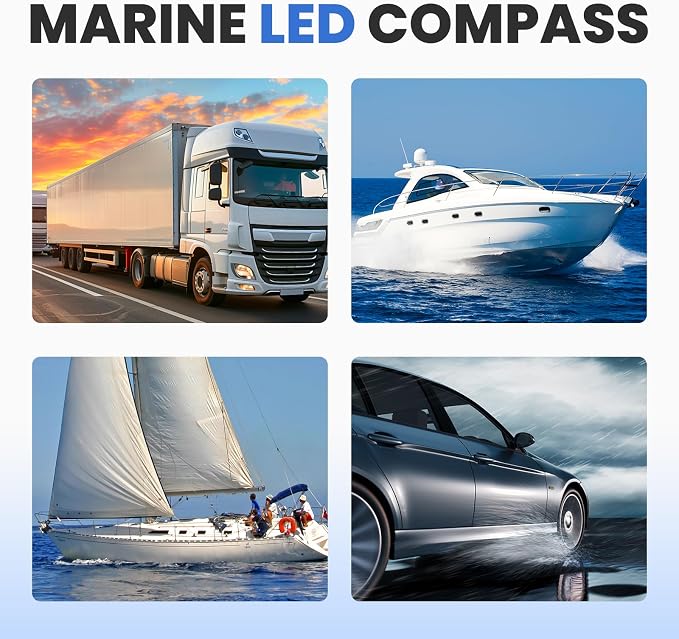Boat Compass with Magnetic Declination Adjustment, Pivoting Marine Compass - Image 7