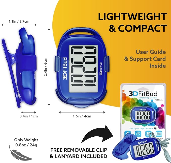 3DActive 3DFitBud Simple Step Counter Walking 3D Pedometer - Image 6