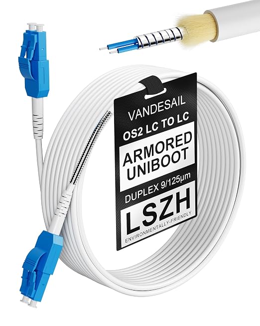 LC to LC OS2 Armored Uniboot Fiber Patch Cable, LC-LC Single Mode Fiber Optical by VANDESAIL
