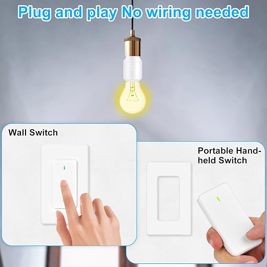 Remote Control E26 E27 Light Bulb Socket Adapter, Max 500W, No Wiring Needed - Image 5