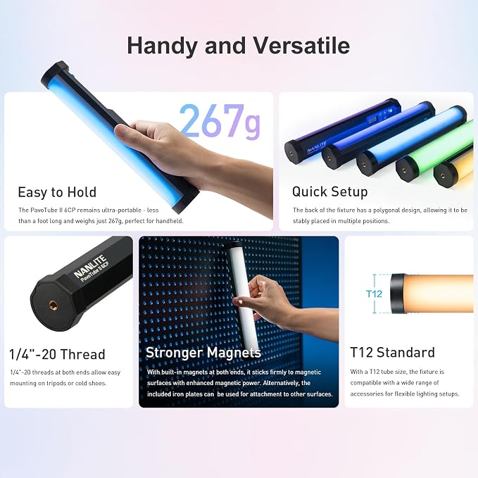 NANLITE PavoTube II 6CP LED RGB Tube: 2400K-12000K Broader Color Temperature - Image 3