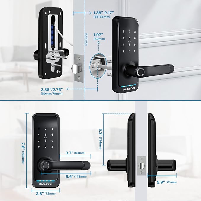 Smart Door Lock with Handle: Kucacci Keyless Entry Digital Door Lock - Image 7