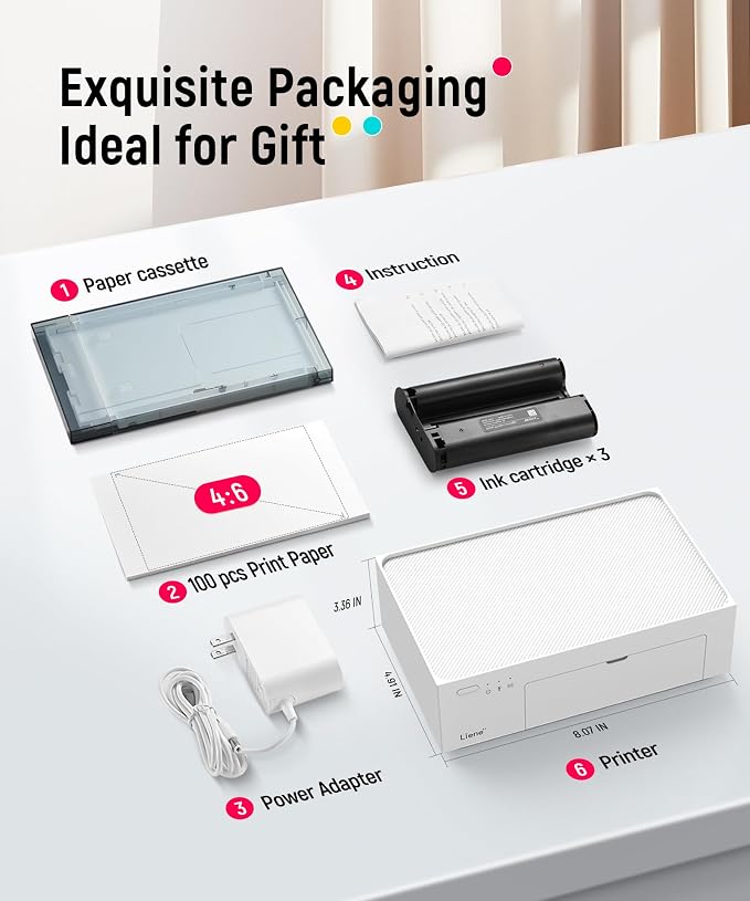 Liene M100 4x6'' Photo Printer, Phone Printer 100 Sheets & 3 Cartridges - Image 9