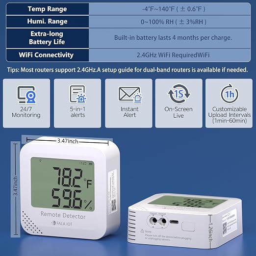 Remote WiFi Temperature & Humidity Sensor, No Subscription 24/7 Remote Temp - Image 6