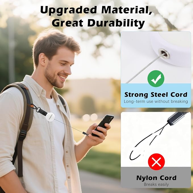 MoKo Anti-theft Phone Tether, Phone Lanyard Retractable Steel Line Cellphone - Image 2