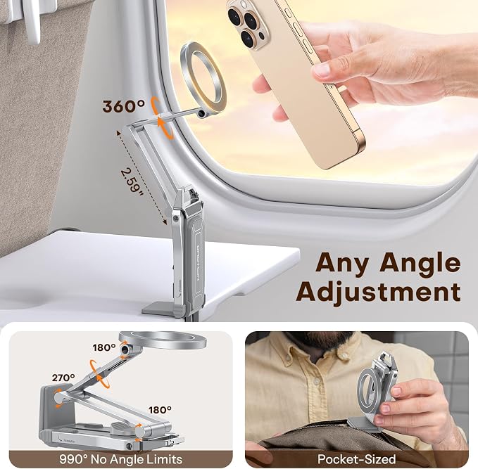 OMOTON TP02 360°Rotating for MagSafe Tripod Mount, Adjustable Aluminum Magnetic - Image 5