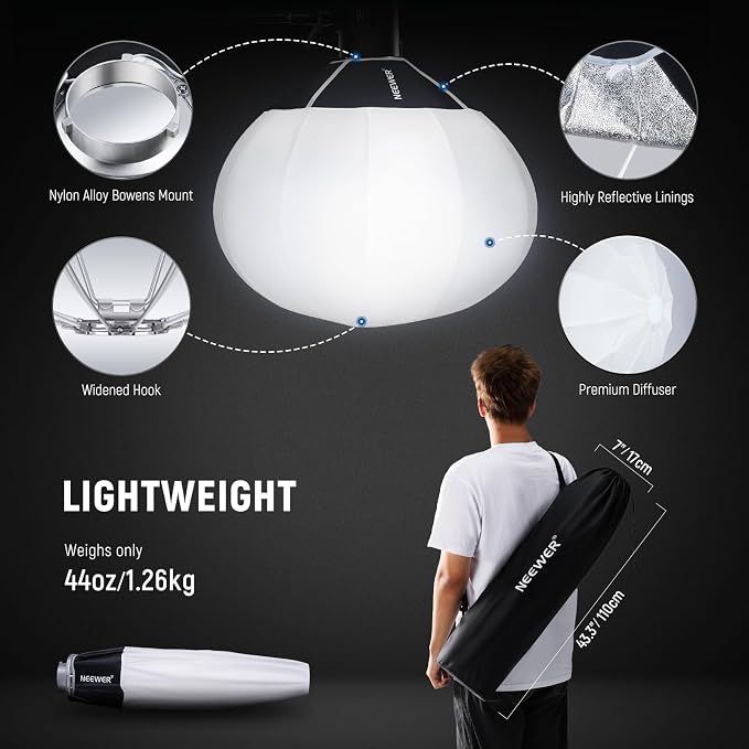 NEEWER 33.5"/85cm Lantern Softbox, Quick Release 360° Light Diffuser Bowens - Image 6