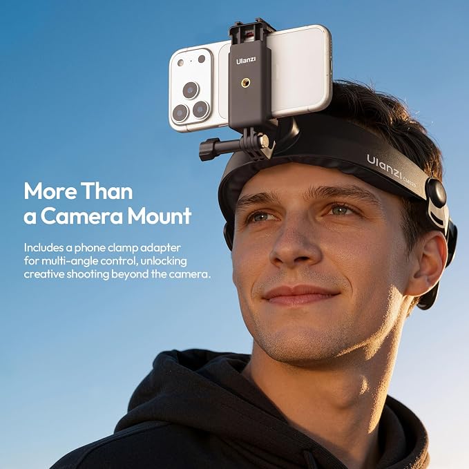ULANZI Head Strap Mount for Action Camera & Phone, Comfortable POV Head Mount - Image 3