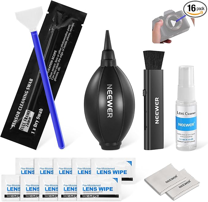 NEEWER 16 in 1 Camera Lens Cleaning Kit, Brush + Air Blower + Cleaning Swab by Neewer