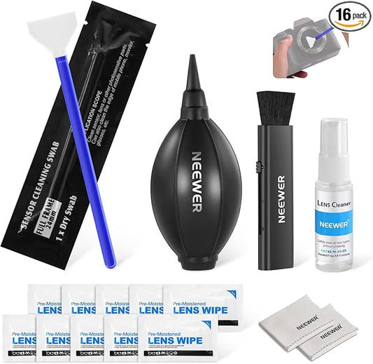 NEEWER 16 in 1 Camera Lens Cleaning Kit, Brush + Air Blower + Cleaning Swab by Neewer