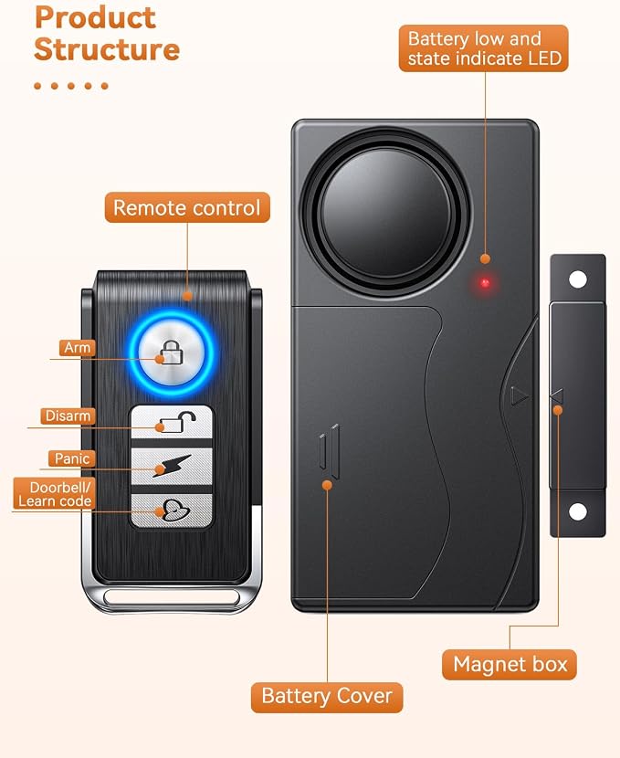WSDCAM 110dB Door Alarm with Remote, Wireless Anti-Theft When Opened, Door - Image 10
