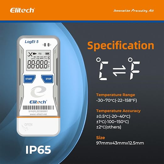 Elitech Bluetooth Temperature Data Logger FDA Standards, Reusable Recorder - Image 2