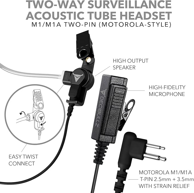 Decibullz 2-Way Surveillance Acoustic Tube Headset, M1 Earpiece Audio Set - Image 4