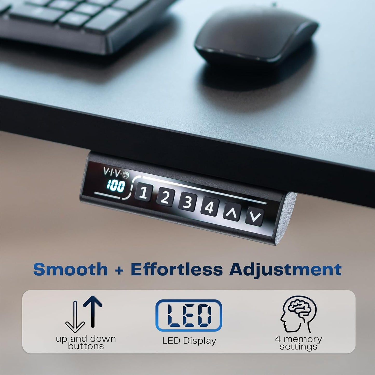 VIVO Electric 55 x 28 in Standing Desk, Memory Height Adjustment, 1B Series, One-Piece Dark Gray Top, Gray Frame, DESK-KIT-1G55G