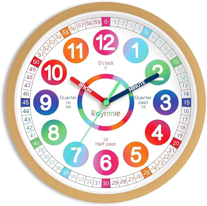 Roymnie Wall Clock Battery Operated 10 Inch Silent Non Ticking Teaching Clock by Unknown