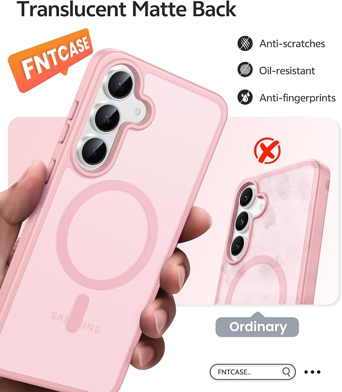 FNTCASE for Samsung Galaxy S25 FE Case: Magnetic Translucent Matte Military - Image 6