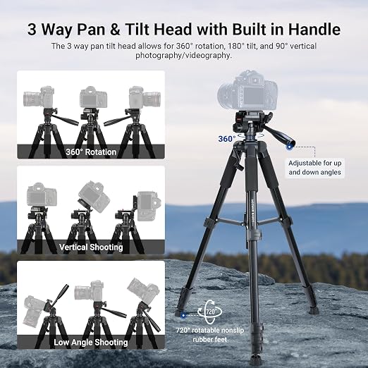 NEEWER Basics Camera Tripod, Professional Aluminum Lightweight Portable Travel - Image 4
