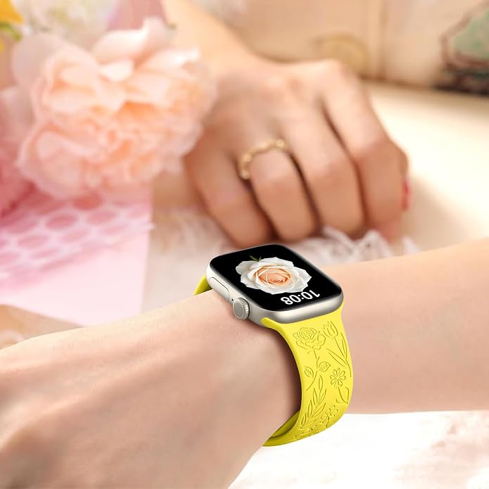 SNBLK 6 Pack Floral Engraved Bands Compatible - Image 6
