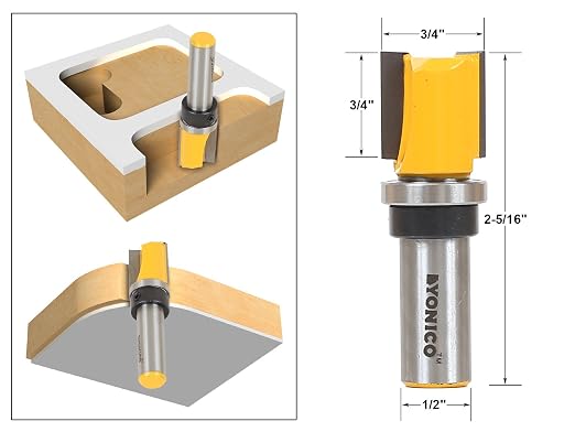 YONICO Router Bits Pattern Bit Flush Trim Set 4 Bit 3/4-Inch Diameter 1/2-Inch - Image 3