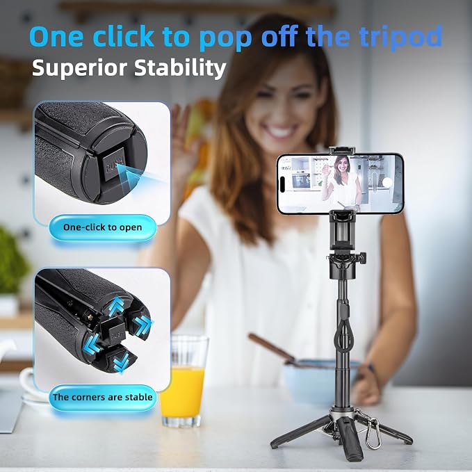 MQOUNY for Magsafe Tripod Stand for iPhone, Portable Pocket Size Selfie Stick - Image 3