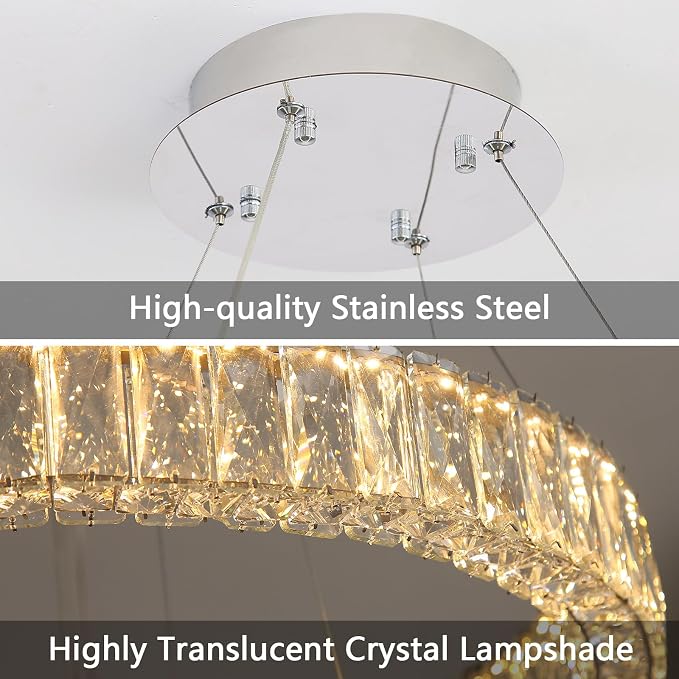 HAIXIANG Modern Crystal Chandelier Dimmable Large Ring LED Pendant Lights - Image 6