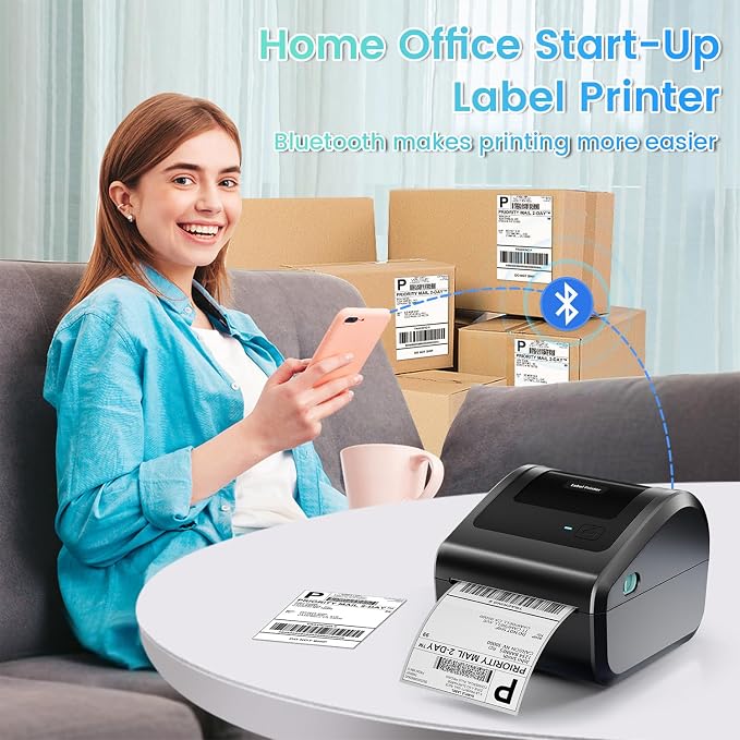 Bluetooth Shipping Label Printer 4x6, D450BT Thermal Label Printer - Image 3