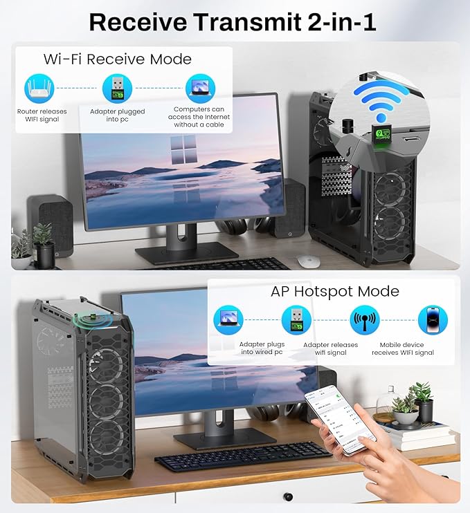 USB WiFi 6 Adapter for PC Desktop & Laptop, 900Mbps Dual Band 2.4/5GHz - Image 6
