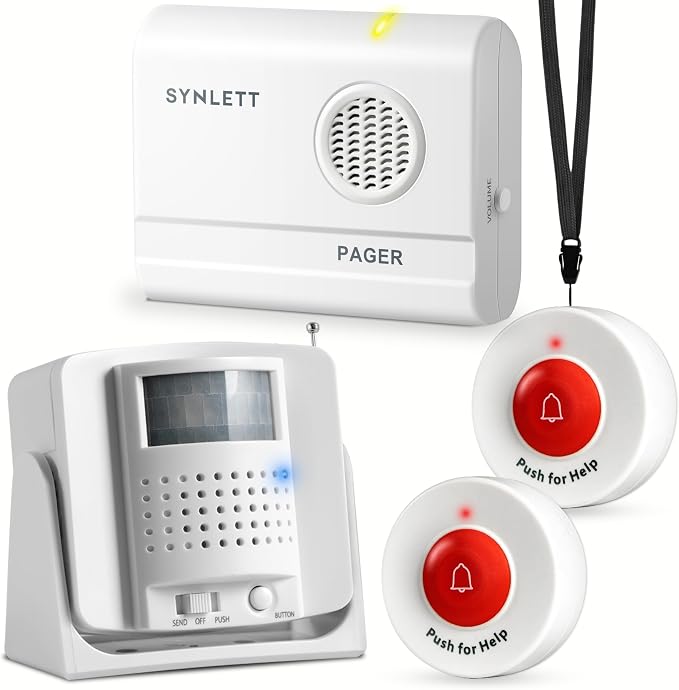 Caregiver Pager Wireless Call Buttons Motion Sensor Alarm Indoor by SYNLETT
