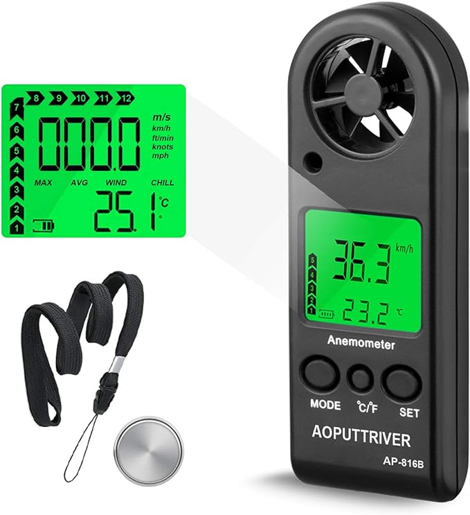Anemometer Handheld Wind Speed Meter by AOPUTTRIVER