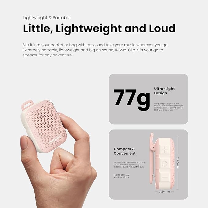 INSMY Wearable Bluetooth Speakers, IP67 Waterproof, Clip-On Portable Small - Image 5