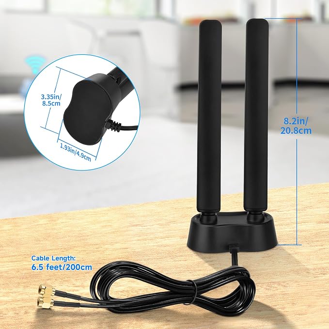 Eightwood 9dBi WiFi 6E Antenna Tri-Band 6GHz 5GHz 2.4GHz Magnetic Base WiFi - Image 2