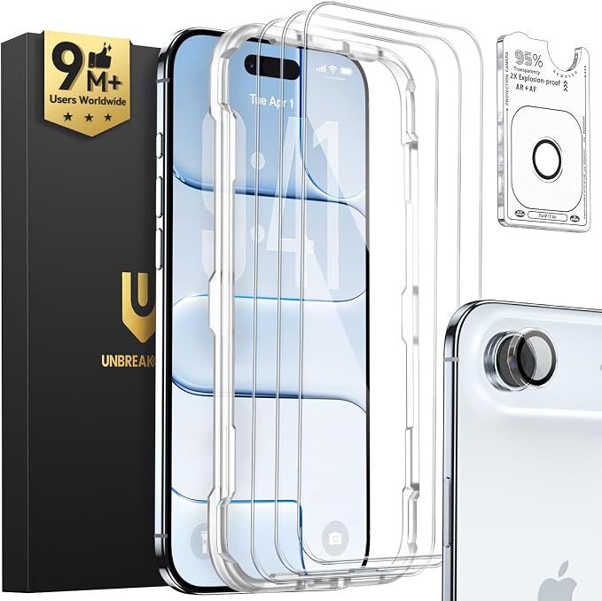 UNBREAKcable iPhone 17 Air Screen Protector 3-Pack, Upgraded Dual-Tempered by UNBREAKcable