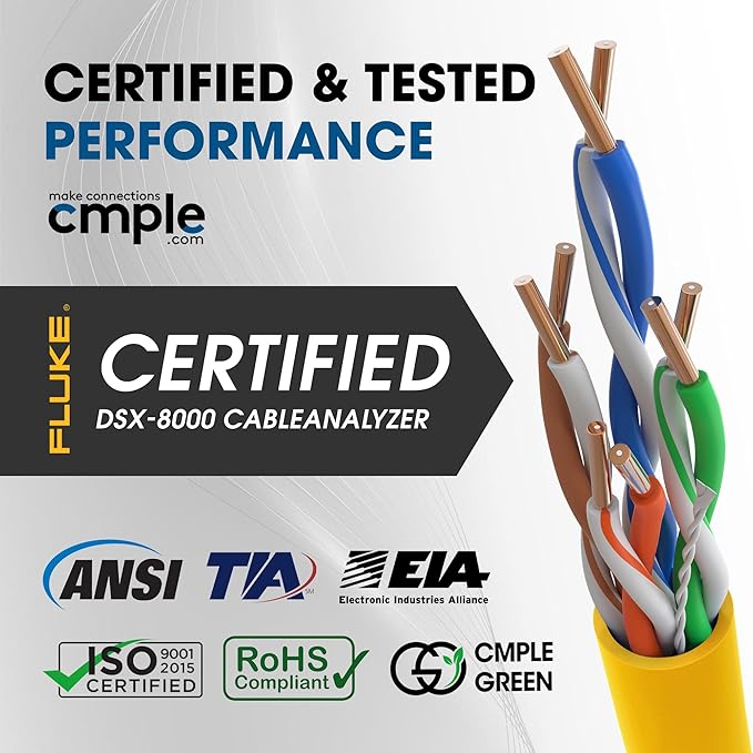 Cmple - Cat5e Plenum Cable 1000ft, 350MHz Gigabit Ethernet Solid Network - Image 3