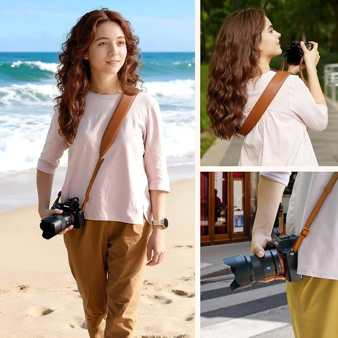 1.8”Wide Camera Strap, Fashionable PU Leather Camera Strap - Image 5