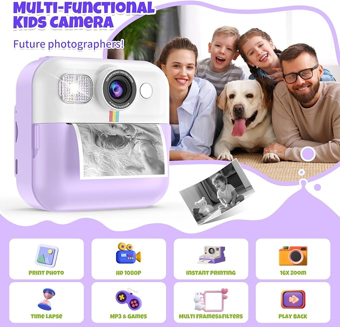 BOFIDAR Instant Print Camera for Kids, Children Digital Camera Video Toddler - Image 2