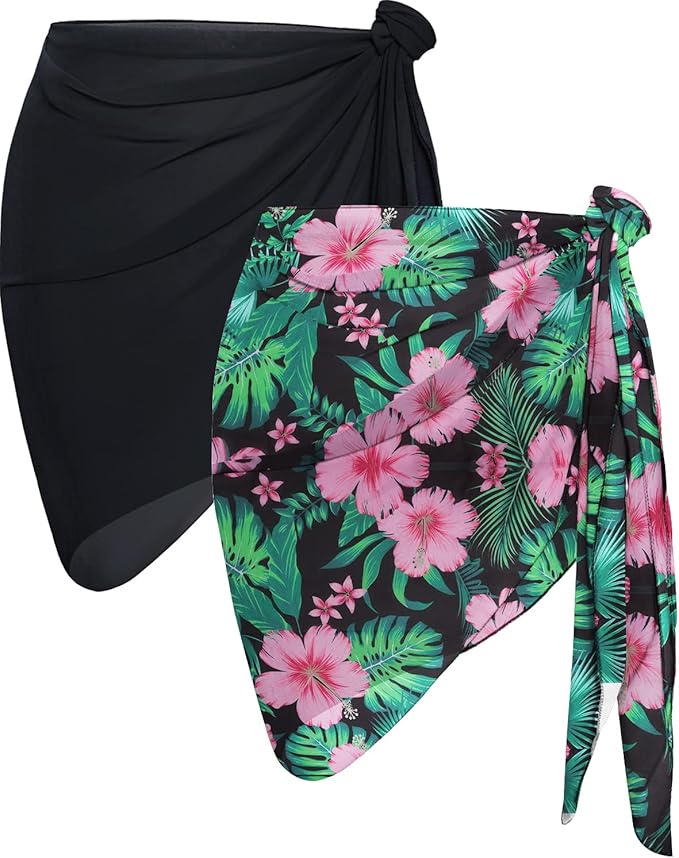 CHICGAL 2 Pieces Women Beach Sarong Bathing Suit Wrap Skirt Sheer Bikini by CHICGAL