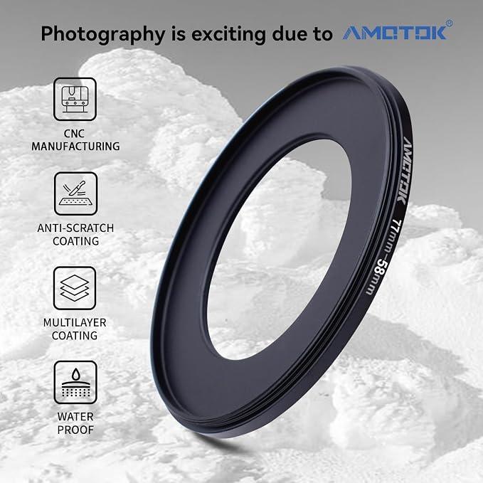77mm Lens to 58mm Camera Lens Adapter, 77mm to 58mm Filter Step-Down Ring - Image 2