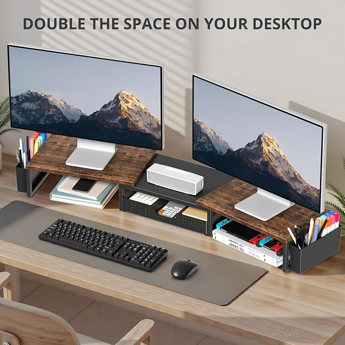OPNICE Desk Organizers and Accessories, Dual Monitor Stand Riser - Image 4
