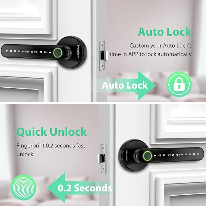 Smart Door Lock with Knob, Keyless Entry Door Locks with Handle, Fingerprint - Image 4