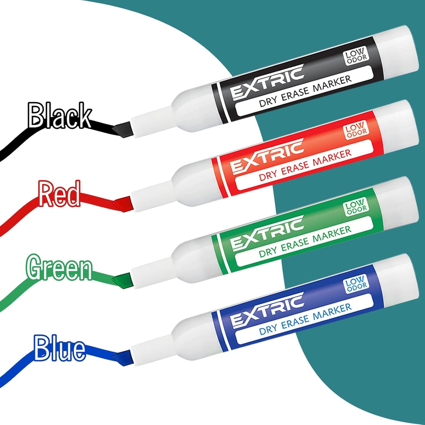 EXTRIC Dry Erase Markers Bulk Set of 48, Whiteboard Markers Bulk 4 Colors Chisel Tip White Board Markers, Red Blue Green Black Dry Erase Marker
