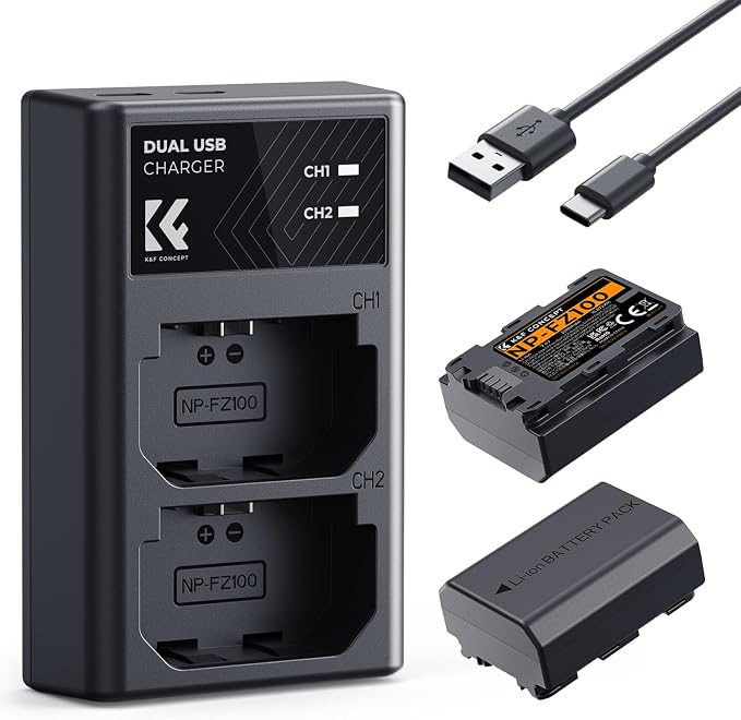 K&F CONCEPT NP-FZ100 2280mAH Battery and Dual Slot Charger Set by KFCONCEPT